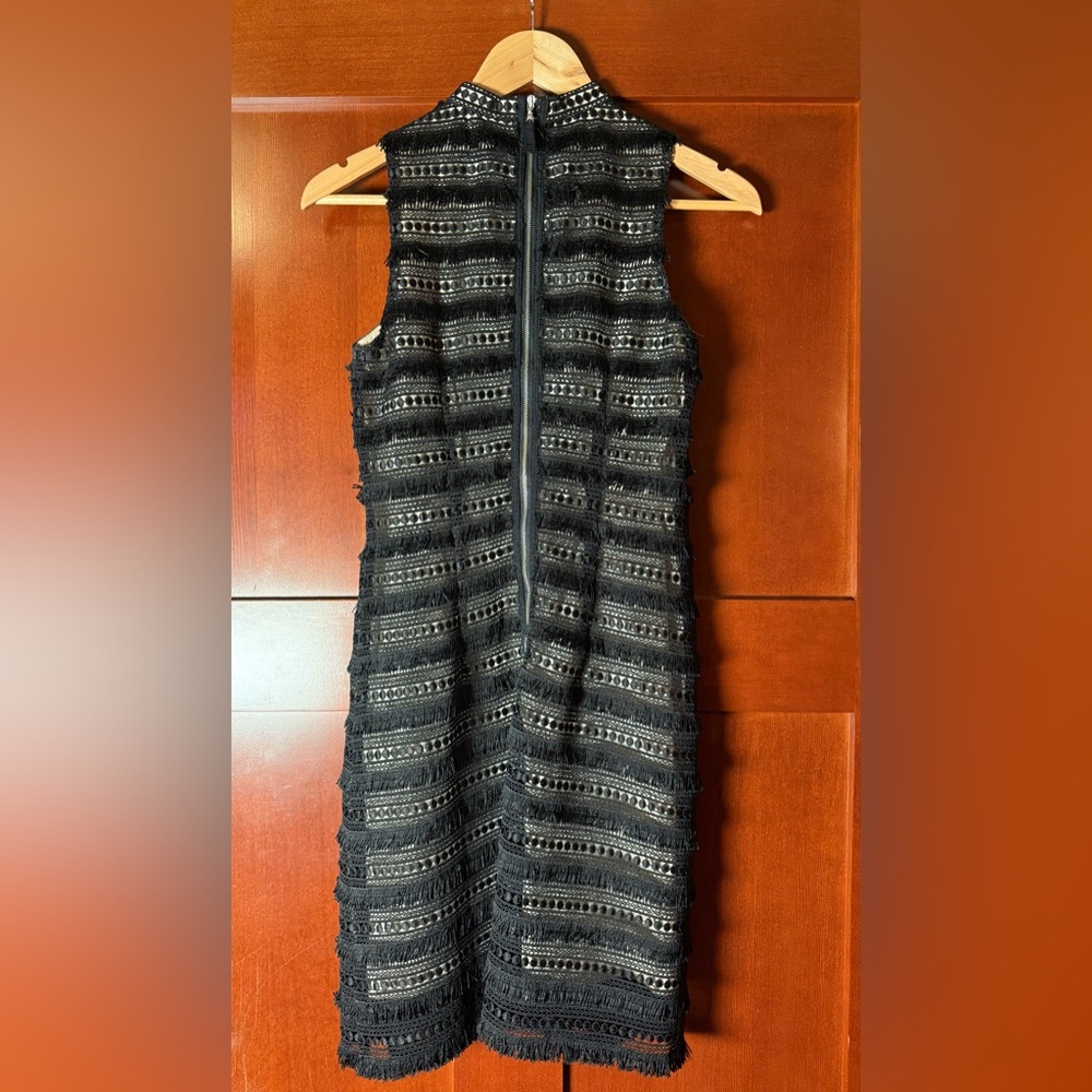 J. Crew Black Lace & Fringe Sheath Dress Size 00 - Picture 11 of 11
